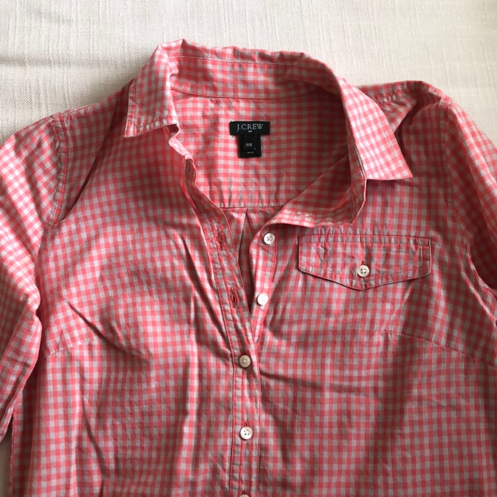 J.Crew half button gingham shirt